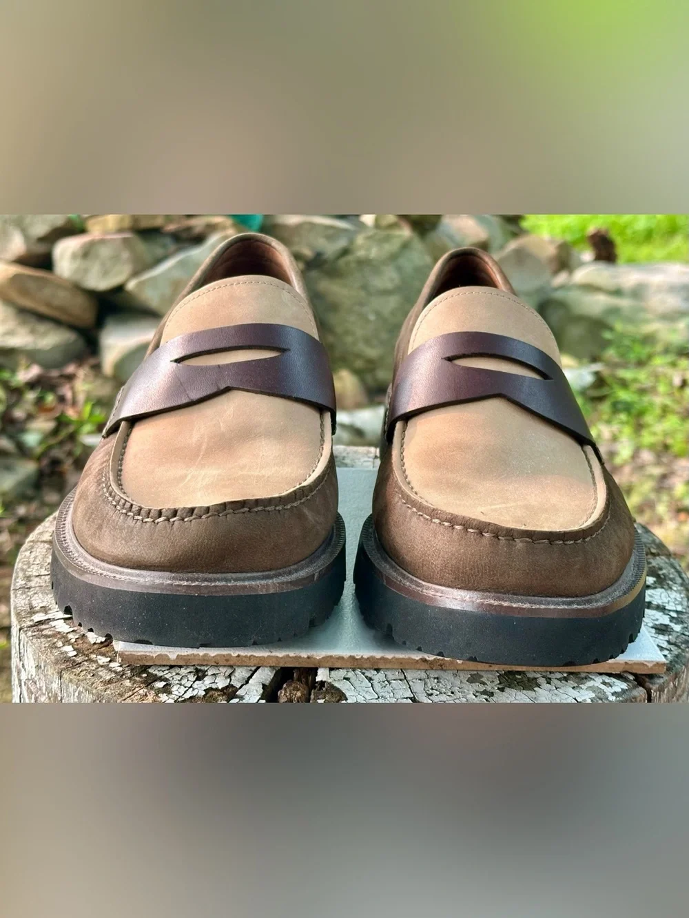 Men's Two-Tone Brown Penny Loafers